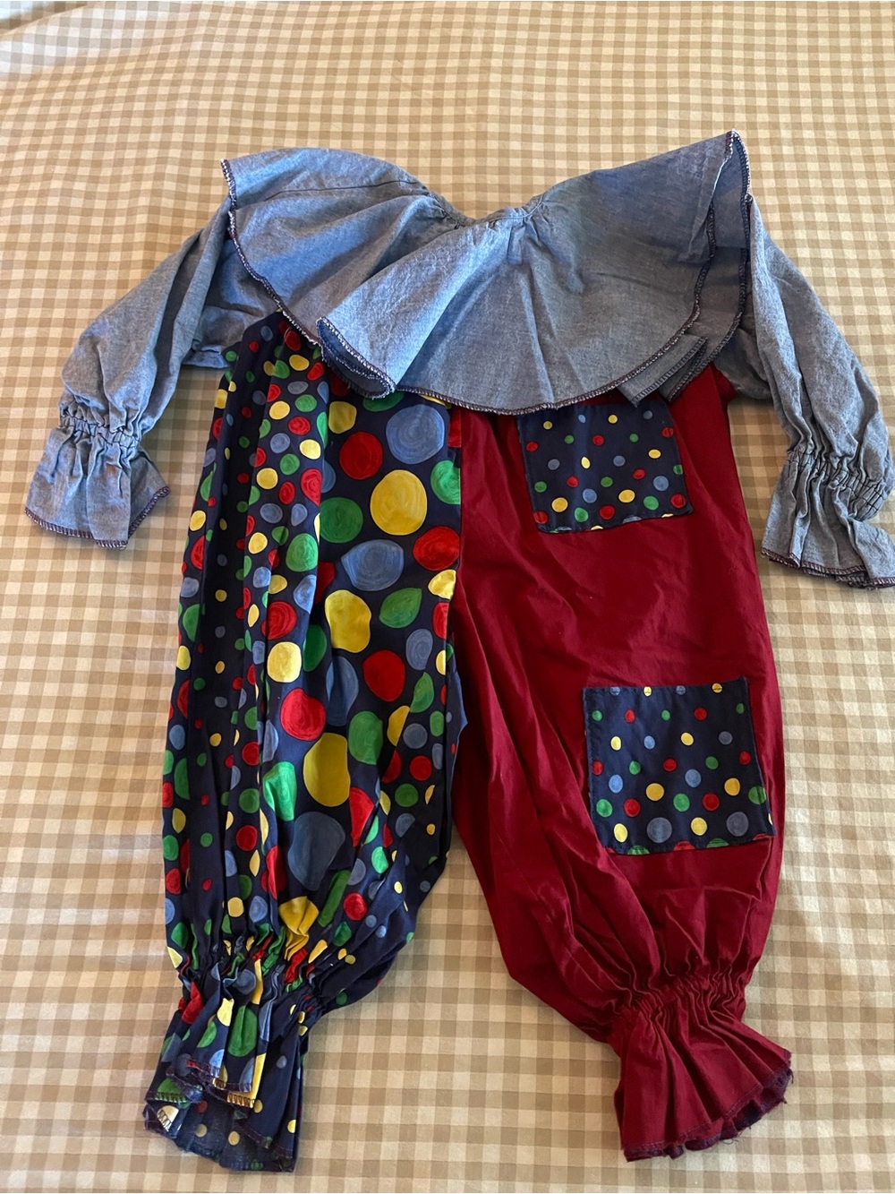 Handmade toddler kids clown costume vintage